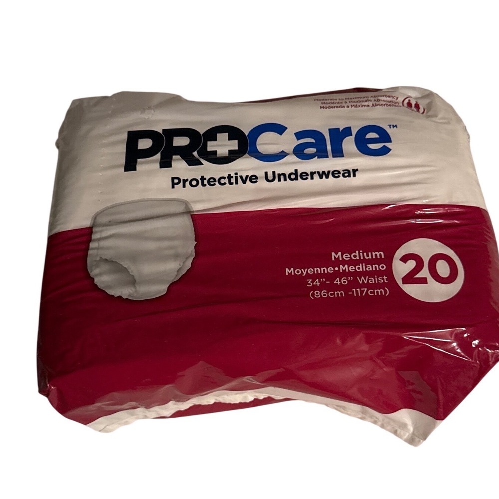 3 Packs 60 Total ProCare Protective Underwear Medium 20x3=60 Maximum Absorbency